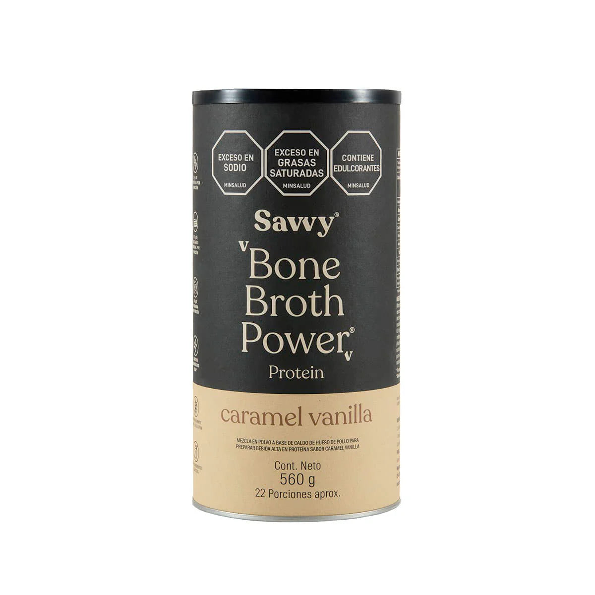 Proteina de caldo de Hueso SAVVY Bone Broth Power Protein Caramel Vainilla Tarro 560gr