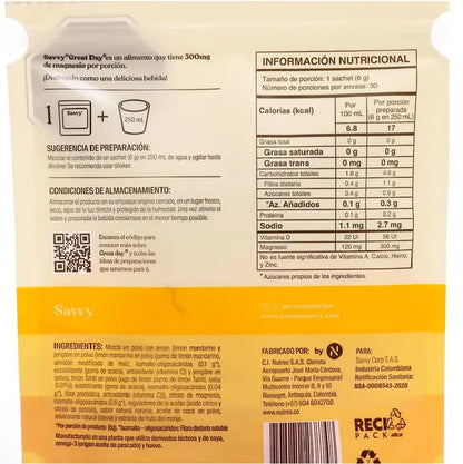 Citrato de Magnesio Great Day Lemon Gingerine 30 sachet x6g (Doypack)